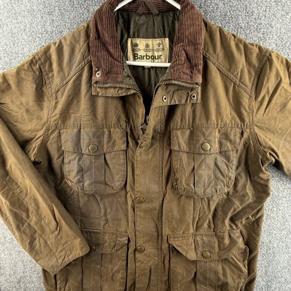 Barbour Winter Utility Large Waxed Jacket Full Zip Brown Pockets Hunting Adult - Picture 1 of 16